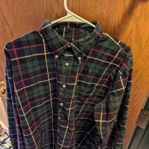 Lands' end flannel shirt green plaid XL